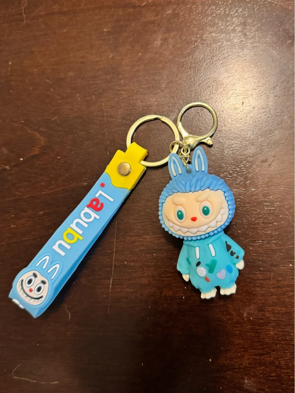 Labubu Blue Character Keychain Bag Charm Rubber Wrist Strap Collectible NWOT